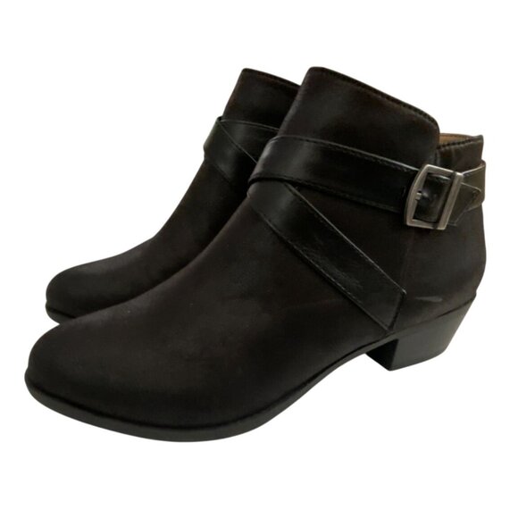 Lifestride Velocity 2.0 Faux Suede Ankle Booties-Black-Size 7M-GUC - Picture 1 of 9